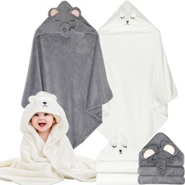 etokdos Baby Bath Towels Hooded 2-Pack Absorbent Soft Baby Towel Set Thick Toddler Towels with Hood for Toddlers,Infants and Newborn