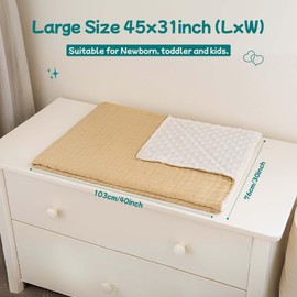 Chungie Soft Baby Blanket – 100% Cotton Muslin Front & Plush Minky Fleece Back, Multi-Layer Blanket for Baby Boys & Girls, 40x30 in Nursery Bed Blanket, Newborn & Toddler Use