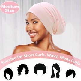 Sleep Cap Bonnet for Sleeping Black Women, Adjustable Cooling Ice Silk Lined Bonnet for Curly Braids Hair Cover Beanie Hat