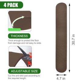 4 Pack Anti-Slip Furniture Rail Pads,Non Skid Furniture Pads for Recliners, Furniture Gripper Pad, Furniture Pads for Protecting Hardwood Floor Tile Floor,for Recliners,Sofa,couches (30.7inch-Coffee)