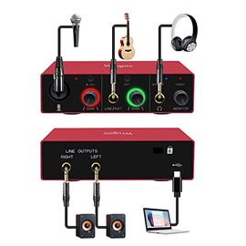 Wrugste Interfaz de audio USB solo (24 bits/192 kHz)+alimentación fantasma de 48 V para grabación de computadora, podcasting y transmisión, Plug and P