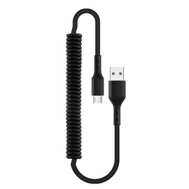 OHITEC Micro USB to USB-A 2.0 High Speed Data Transfer Coiled Heavy Duty Anti-Disconnect 1.8m Retractable Portable Flexible Micro USB Cord for Android Devices (Micro USB, 1.8m, Black)