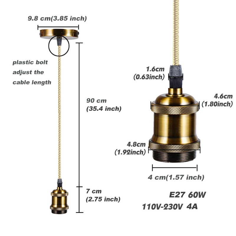 Sevenpers Light Fittings Ceilings, 2 Pack E27 Vintage Pendant Light