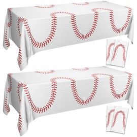 APUXXJUPA Baseball Tablecloth - Baseball Pattern Table Covers Plastic Waterproof Decorations for Game Day Sports Theme Party Supplies, 4 Pack, 51'' x 86''