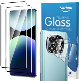 Natbok 2+2 Pack 3D Screen Protector for Redmi Note 14 Pro+ 5G with Camera Lens Protector,3D Full Coverage HD Clear Scratch Resistant,Bubble-Free for Xiaomi Redmi Note 14 Pro Plus 5G Screen Protector