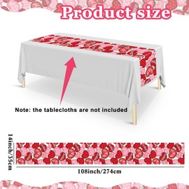 Windkream 3 Pcs Valentine's Day Table Runner 14 x 108 Inch Plastic Love Heart Table Runner Disposable Party Supplies for Valentines Day Anniversary Wedding Rustic Farmhouse Table Decoration