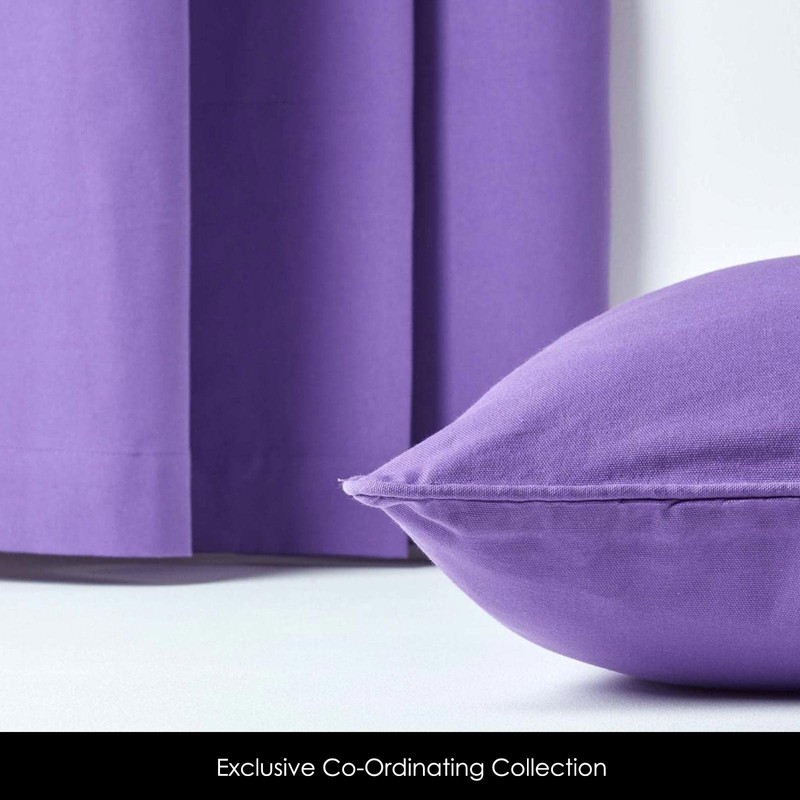 'Deep Purple Damson Plain Filled Cushion 100% Cotton. Purple. Washable.