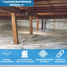 Concrete Vapor Barrier - 20 mil - Heavy Duty Black/White Plastic Tarp, Polyolefin Vapor Barrier Plastic Sheeting, Concrete Vapor Barrier, Roll of Heavy Duty Plastic, Dura Smooth (6' x 30')