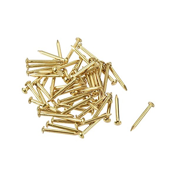 sourcing map Small Tiny Hardware Brass Nails 1.5mmx15mm(DXL) for DIY