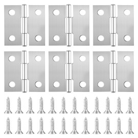 6 PCS Small Door Hinges, 1 Inch Mini Hinges for Crafts Stainless Steel Small Butt Hinge Folding Craft Hinge with Mounting Screws for DIY Wooden Boxes Cabinets Woodworking Craft Project, Silver