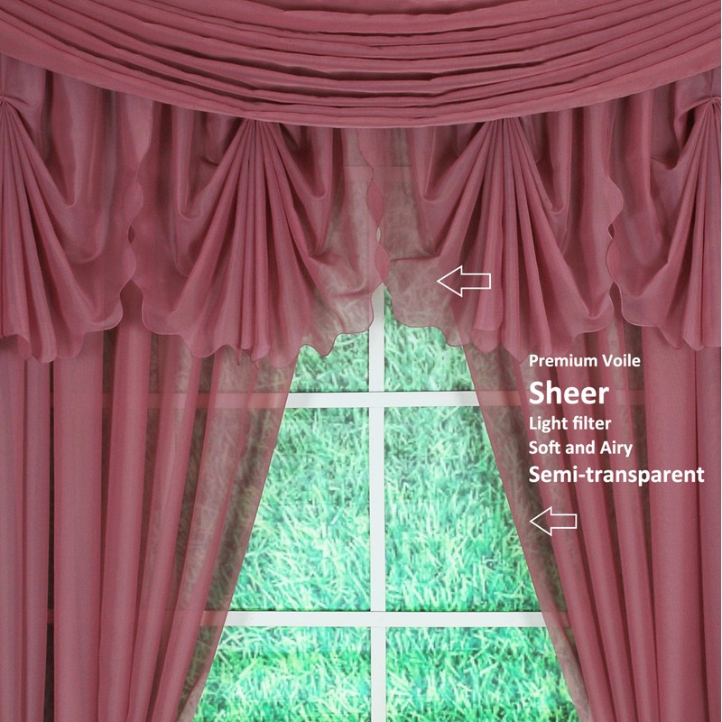 Today's Curtain Emelia Original Voile Ascot 25", Mauve, 40" W