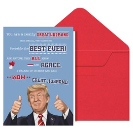HiFulerr Fathers Day Card Trump for Husband - Father's Day Card for Husband, Trump Fathers Day Cards from Wife, Funny Father's Day Gifts from Wife, Christmas Birthday Greeting Cards Gifts for Him Men