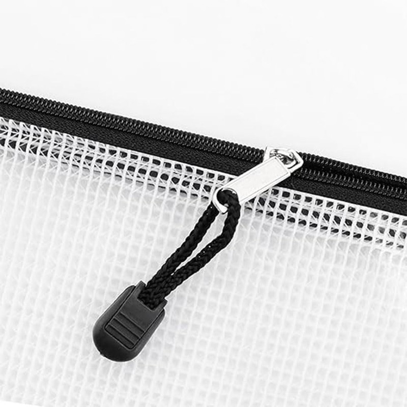 8 Pcs Zip File Bags, Transparent Mesh Zip Pen Pouch,