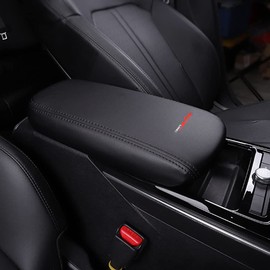 LEXLEY Armrest Box Cover Center Console Pad Waterproof Anti-Scratch Leather Protector Covers For KIA K5 2021 2022 2023 2024 2025-Black Stitches