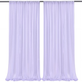 Wish Care 10ft x 10ft Lilac Backdrop Curtains, Wrinkle-Free Sheer Chiffon Fabric Backdrop Drapes for Wedding Arch Party Ceremony Stage Decoration