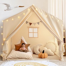 Kids Play Tent with Padded Mat, Play Tent for Toddlers, Large Kids Tent Indoor Playhouse, Play House Tent Princess T Play Cottage for Girls Toy House Birthday Gift