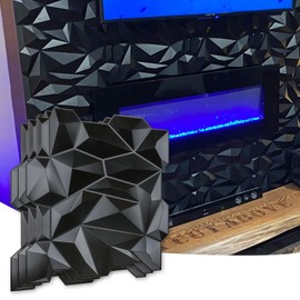 Art3d PVC 3D Diamond Wall Panel Jagged Matching-Matt Black, for Residential and Commercial Interior Decor