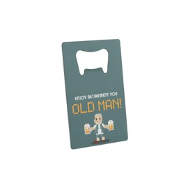 Stainless Steel Retirement Bottle Opener - Funny Bottle Opener for Men with Wallet Opener, Reads 'Happy Retirement, Old Man'