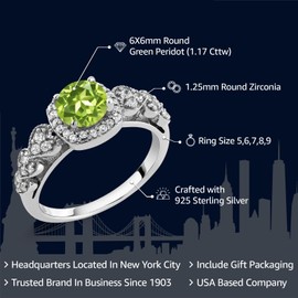 Gem Stone King 6MM Round Cut Gemstone Birthstone Engagement Anniversary Ring For Women | 925 Sterling Silver | Wedding Promise Ring For Women | Available In Size 5, 6, 7, 8, 9