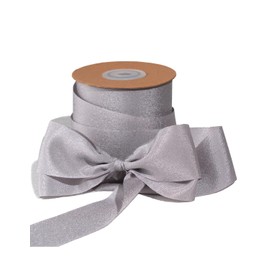 Sinbeon Gift Ribbon, Grey, 3.8 cm, 23 m, Chiffon Fabric Satin Ribbon, Decoration for Wedding, Gift Wrapping, Bouquet, Party, Home