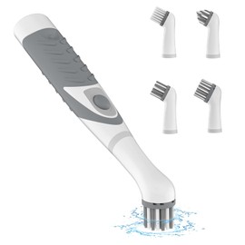 SOARING Electric Cleaning Brush, Electric Grout Brush with 4 in 1 Multiple Brush Heads, Household Cordless Motorized Brush for Grout Corner Bathroom Toilet Kitchen Tile Crevice(Gray)