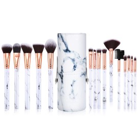 DUAIU Makeup Brushes Set Make Up Brushes Professional 15Pcs Marble Makeup Brush Set for Foundation Powder Concealers and Eyeshadow with Exquisite Marble bucket Gift Box