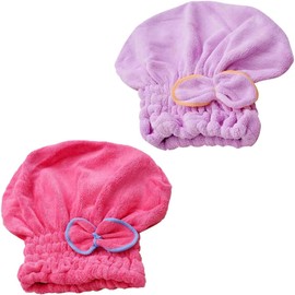 2 Piezas Toallas para Cabello Niña Gorros de Baño Microfibra Absorbente Secado Rápido Envoltura para Ducha Ligera Portátil