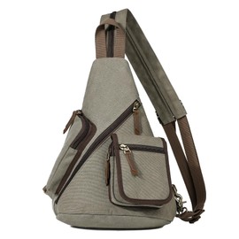 KL928 Men's Body Bag, Shoulder Bag, Cross-Body Bag, Large Capacity, Lightweight, One Shoulder Bag, Canvas, Waterproof, School, Work, Travel, Bicycle, Sports, Outdoor Activities, Women's, gray (light