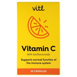 VITL Vitl Vitamin C 500mg Supplement - 30 Vegan Easy to Swallow Capsules - Support Normal Functioning of The Immune System - 1 Month Supply