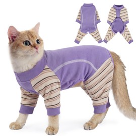 ADNIKIA Sticky Cat Clothes,Pajamas for Cats only,Soft Onesie,Purple M