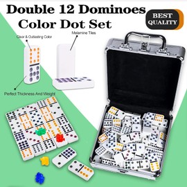ESSAJOY Mexican Train Dominoes Set Dominoes Set for Adults Double 12 Dominoes 91 Tiles Dominoes Set (Mexican Train Dominoes Set)