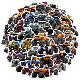 50Pcs Monster Trucks DS Stickers for Girls Boys Children Teens,Nordic Style Stickers for Laptop Water Bottles,Bicycle,Skateboard,Computer,Waterproof Vinyl for Wall,Graffiti Stickers
