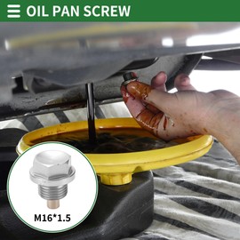 Motoforti Universal Oil Pan Screw Oil Drain Plug Sump Drain Nut Bolt, M16x1.5, Aluminium Alloy, Silver Tone, 1 Set