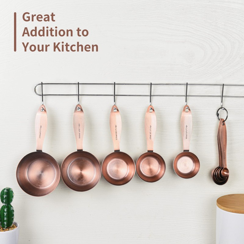 Copper measuring cups and spoons set,Includes 5 Copper Measuring Cups