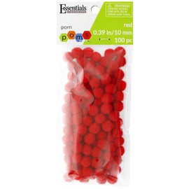 Essentials By Leisure Arts 10mm Red Cotton Pom Poms - 100 Piece Craft Supplies for DIY Projects, Decorative Craft Pom Poms, Valentine's Day