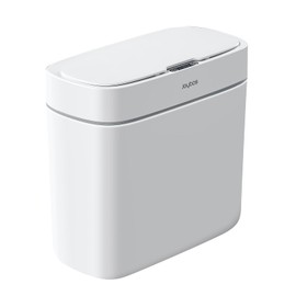 JOYBOS Bathroom Trash Can,3 Gallon Waterproof Automatic Small Bathroom Garbage Can with Lid, Slim Motion Sensor Plastic Narrow Trash Bin for Bedroom, Kitchen, Office,RV White
