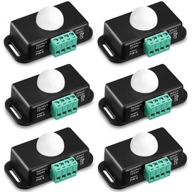 6 Pack 12V 24V PIR Sensor LED Motion Sensor Motion Detector Light Switch Body Infrared Sensing Timer Function Sign Control PIR Controllerfor Flexible LED Strip Lights(Black)