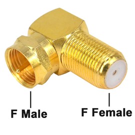 Boobrie 2-Pack Coax Cable 90 Degree Adapter RG6 F Type Male to Female Right Angle Coax Connector RG6 Coaxial Cable Right Angle Connector for Wall Mounted TV, Wall Plate, Gold Plated