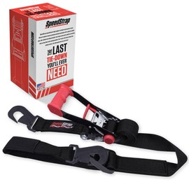SpeedStrap 2" x 8' Ratchet Tie Down w/Flat Snap Hooks & Axle Strap Combo, Black, Made in USA