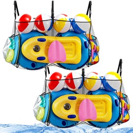 SATINIOR 2 Pack Pool Float Storage Bag 55.9 x 33 x 11.8in Large Adjustable Pool Toy Storage Net Heavy Duty Mesh Bag for Balls Water Inflatable Floats Toys and Other Accessories