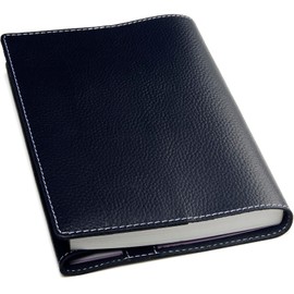 Andmano Book Cover, B6 Genuine Leather, Works with Thick Books / Gift Box Included, Single Book Size, Shrink Leather, Cartoon Cover, 5.0 x 7.2 inches (12.8 x 18.2 cm), Navy