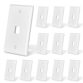 NataLink Ethernet Keystone Wall Plate 1-Port, RJ45 Wall Plate Single Gang Ethernet Wall Outlet Cover for RJ45 Keystone Jack and Modular Inserts White 12-Pack