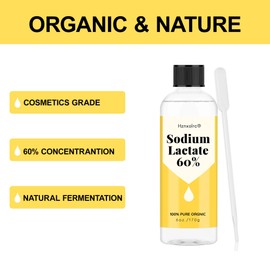 6 Ounce Sodium Lactate for Soap Making & Lotions, Premium Sodium Lactate Liquid, 60% Concentration, Cosmetic Grade, Moisturize Anti-aging, Makes Soap Harder and Unmold Faster