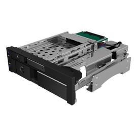 ICY BOX IB-173SSK 2-Way Mobile Rack for 1x 2.5 Inch and 1x 3.5 Inch Hard Drives (SATA/SAS) in 5.25 Inch Bay, SATA III (6 Gbit/s), for HDD/SSD, Strapless, Aluminium,