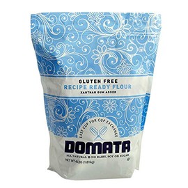 Domata Gluten Free Flour, 4 lb – All Purpose Non-Gluten Flour – Cup for Cup Recipe Ready Flour – Xanthan Gum Added – No Dairy, Soy or Sugar – Healthy and Nutritious Alternative (4lb Resealable Bag)