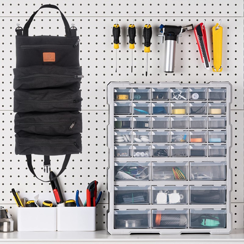 FIREDOG Roll Up Tool Bag, Canvas Wrench Roll Up Pouch