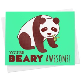 Panda Card - "You’re Beary Awesome" - Friendship, Love, Birthday or Thank You Greeting Card