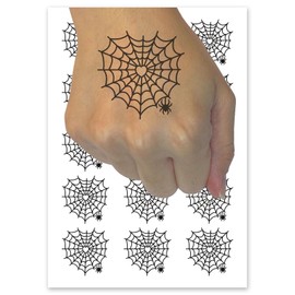 Heart Spider Web Temporary Tattoo Water Resistant Fake Body Art Set Collection - 15 2" Tattoos (1 Sheet)