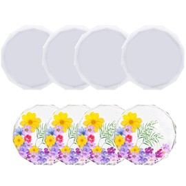 XIMUHO Resin Coaster Molds, 4 Pcs Silicone Agate Coaster Molds for DIY Making Resin Coasters, Cups Mat (Polygon)