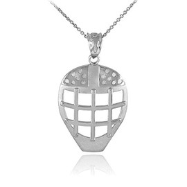 Claddagh Gold 925 Sterling Silver Hockey Goalie Mask Sports Pendant Necklace, 18"